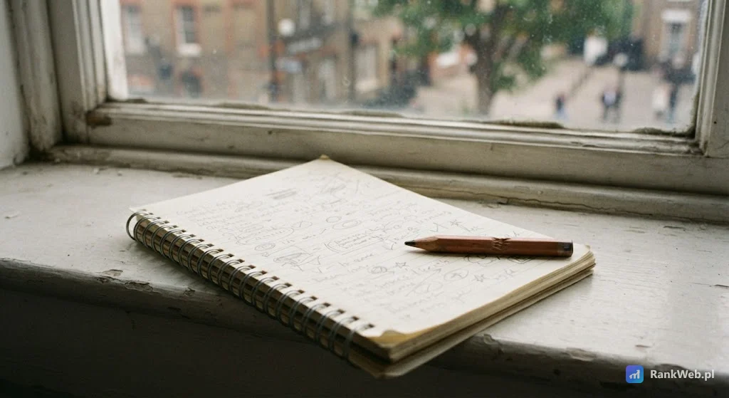 Notes z odręczną listą i ołówek na parapecie