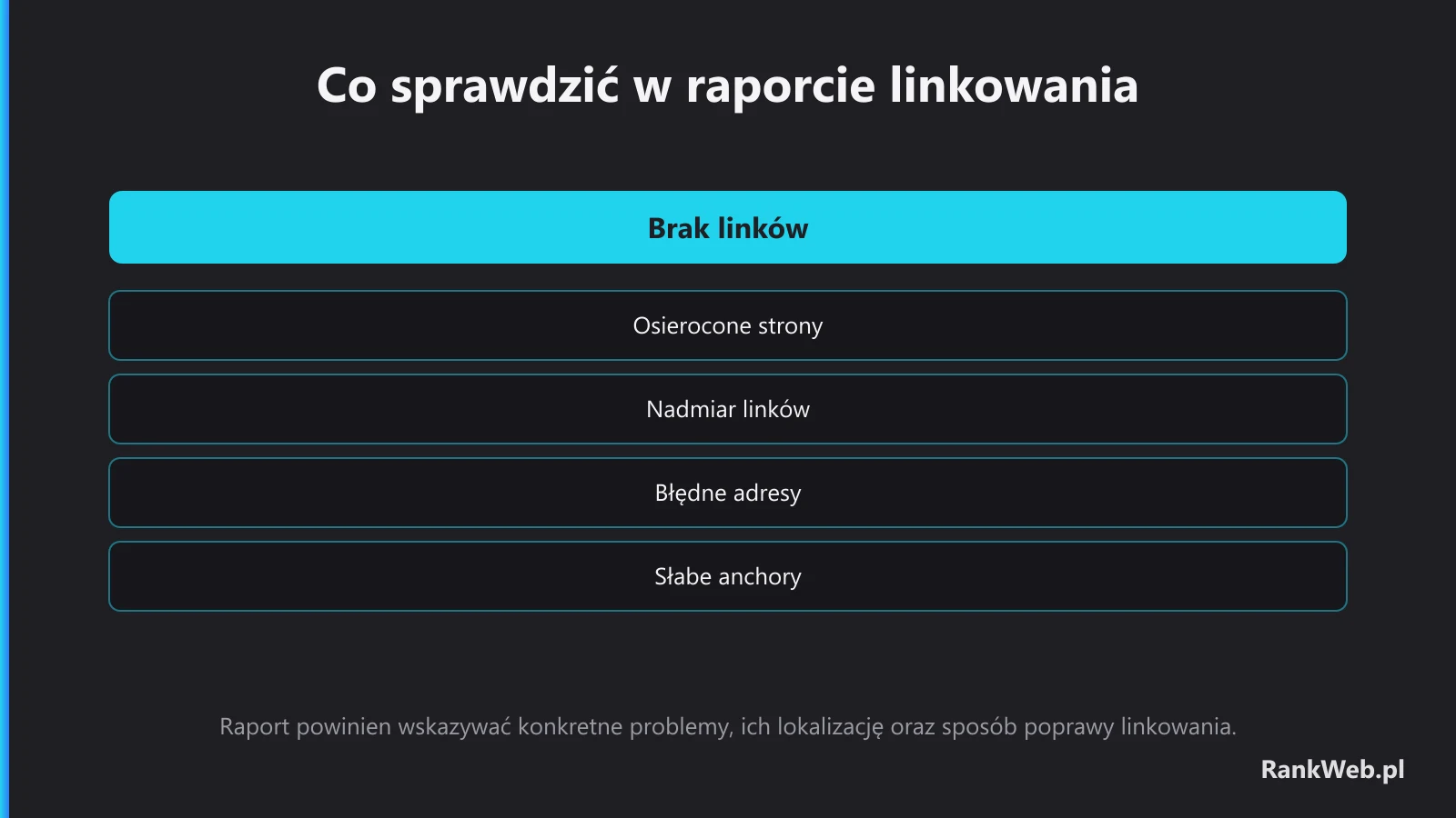 Co sprawdzić w raporcie linkowania