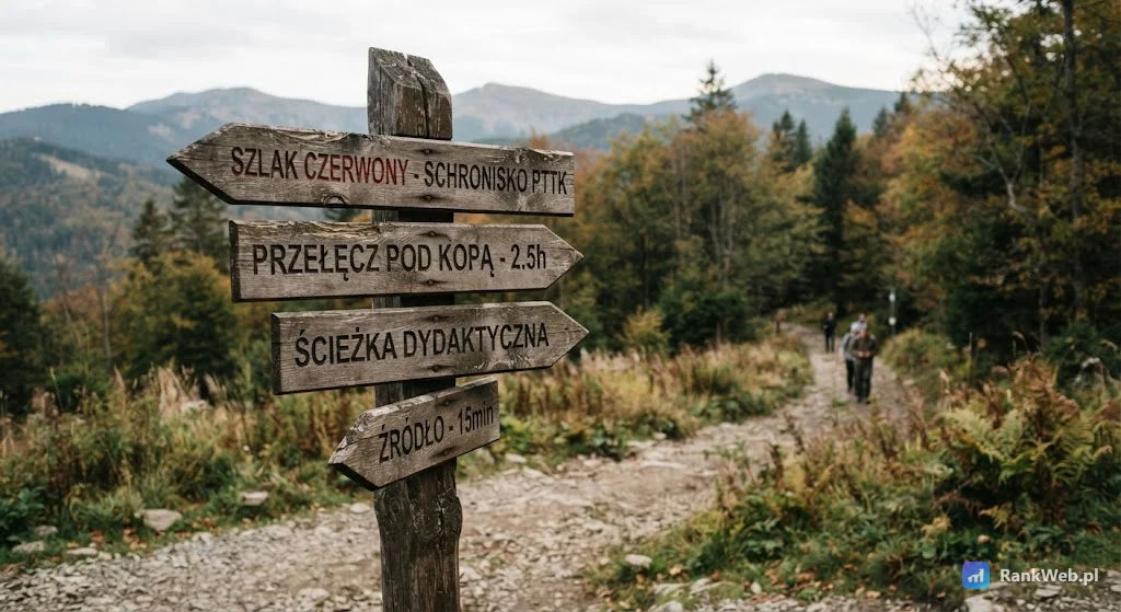 Drogowskaz z kilkoma tabliczkami