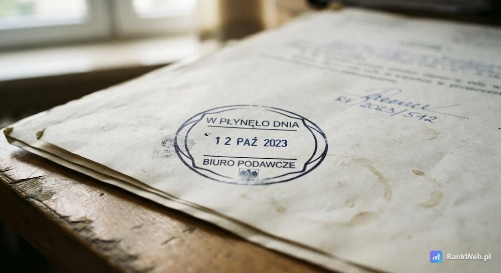 Stempel z datą na dokumencie