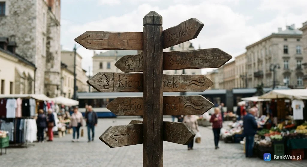 Drogowskaz z ramionami w różnych kierunkach
