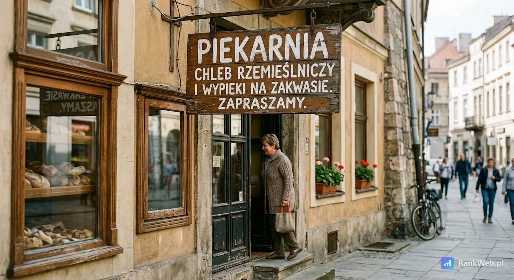 Szyld ręcznie malowany nad wejściem